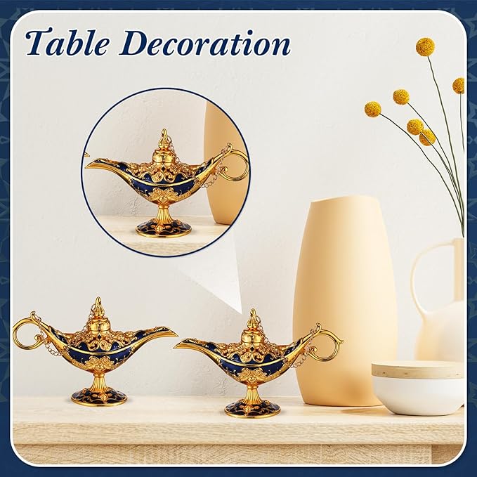 6 Pieces Magic Lamp Halloween Vintage Legend Lamp Wishing Light Costume Lamp Classic Costume Props Lamp Tabletop Decoration for Arabian Costume Props Home Party Birthday Wedding Delicate Gift (Blue) - LeafyLoom