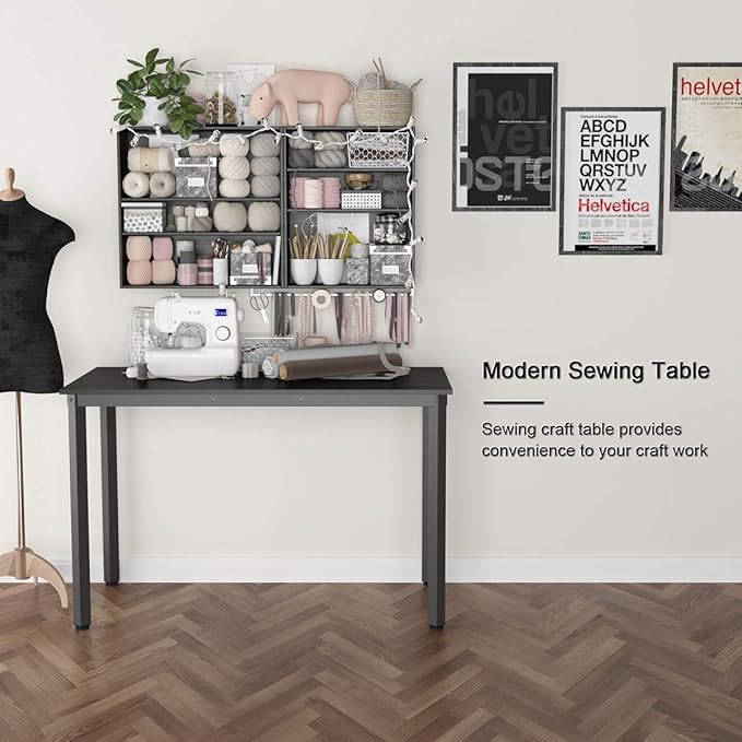 Weehom Computer Desk Home Office Writing Desk Study Laptop/Dining Table - 55 Inches Black Desk - LeafyLoom