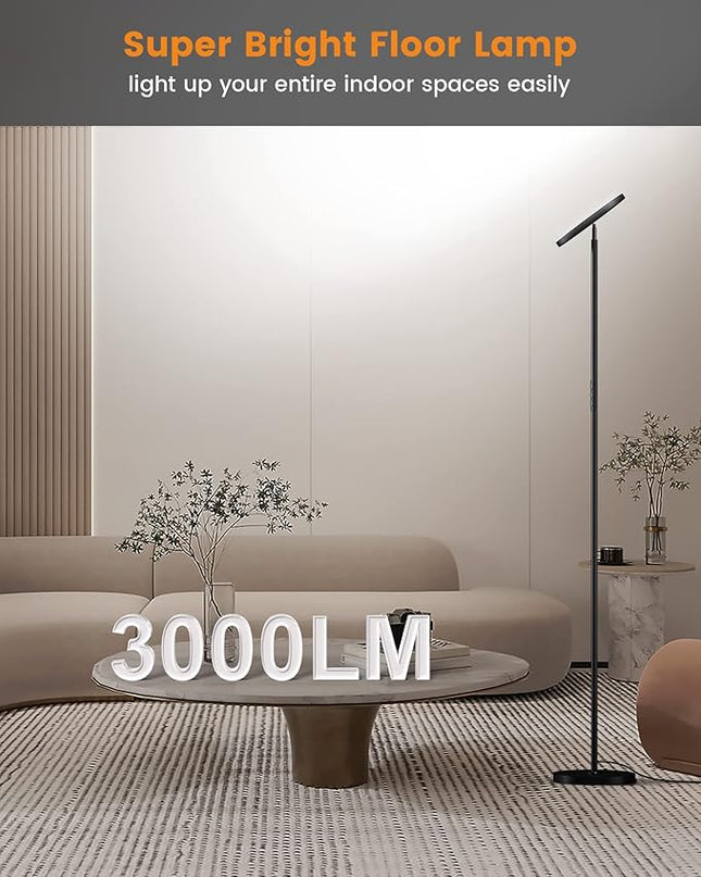 Floor Lamp,36W Bright Floor Lamp,3000LM LED Torchiere Lamp,Sky Modern LED Lamps,4 Color Temperature,Dimmable Brightness,Touch & Remote Control,Tall Standing Pole Light for Living Room,Bedroom,Office - LeafyLoom