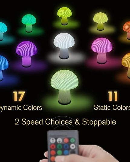 Mushroom lamp, Murano style retro design,Glass desk lamp with RGB 16 Color gradient dimmable LED bulbs, bedroom bedside bedside lamp, perfect home decoration.(LED Bulb Included) - LeafyLoom
