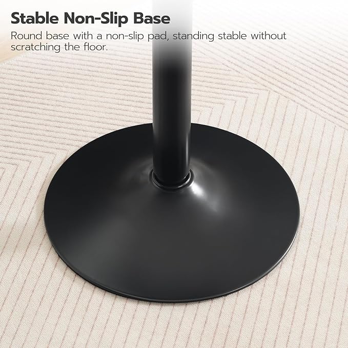 HOOBRO Round Bar Table, 35" Tall Pub Table, Cocktail Table with Base, Stable Counter Table with Non-Slip Base for Narrow Space, Bar Height Table for Kitchen, Easy to Assemble, Black BB57BT01 - LeafyLoom