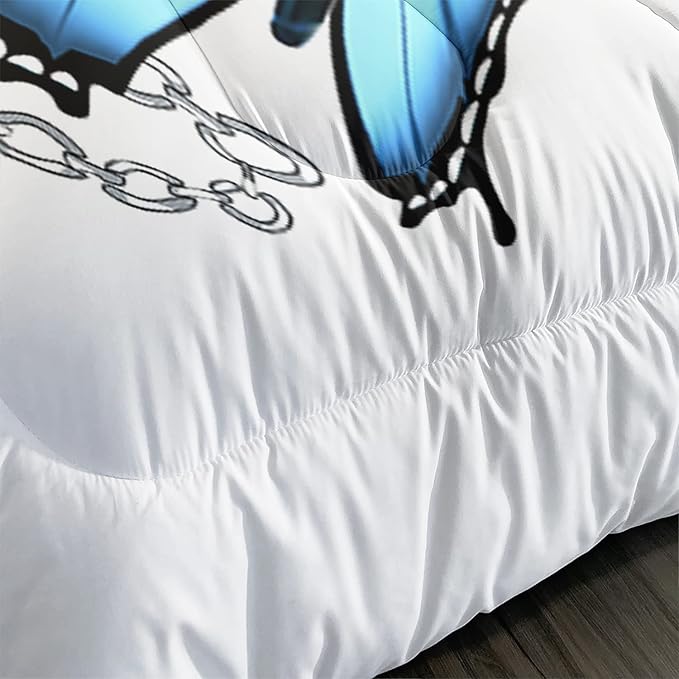 CVHOUSE Butterfly Bedding Set,Butterfly Comforter Full,Butterfly Comforter Set for Girls Kids Teens,Butterflies Quilt Set with 1 Comforter and 2 Pillow Cases- 3 Piece - LeafyLoom