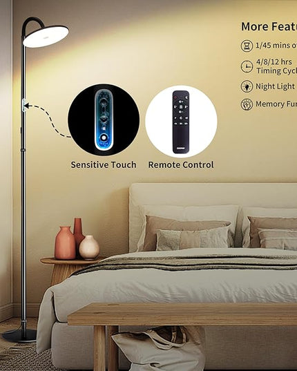 chiphy Floor Lamp, 76'' Tall Lamp, 40W 3500LM 30000Lux Super Bright Floor Lamps for Living Room, Dimmable 2300K-6500K Adjustable Gooseneck with Remote Control Floor Lamp for Bedroom Reading Office - LeafyLoom