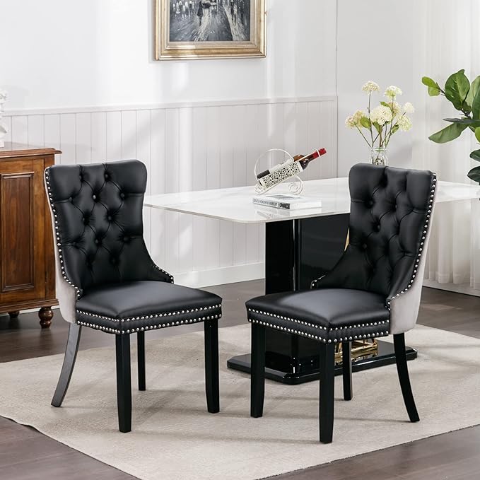 NicBex Haerin-SD-00104-LWJ Dining Chairs, 25.5"x19.7"x37.5", Black and Gray - LeafyLoom