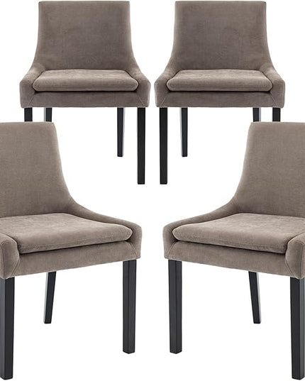 COLAMY Modern Dining Chairs Set of 4, Upholstered Corduroy Accent Side Leisure Chairs with Mid Back and Wood Legs for Living Room/Dining Room-Camel - LeafyLoom