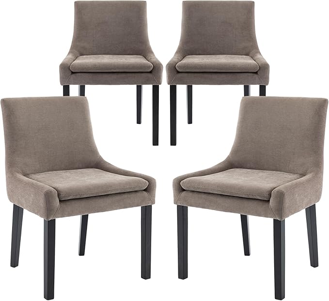 COLAMY Modern Dining Chairs Set of 4, Upholstered Corduroy Accent Side Leisure Chairs with Mid Back and Wood Legs for Living Room/Dining Room-Camel - LeafyLoom