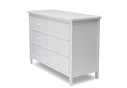 Delta Children Fancy 4-in-1 Convertible Crib and 6 Drawer Dresser Bundle, Bianca White - LeafyLoom