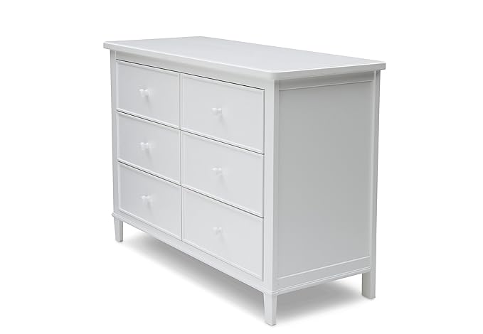 Delta Children Fancy 4-in-1 Convertible Crib and 6 Drawer Dresser Bundle, Bianca White - LeafyLoom