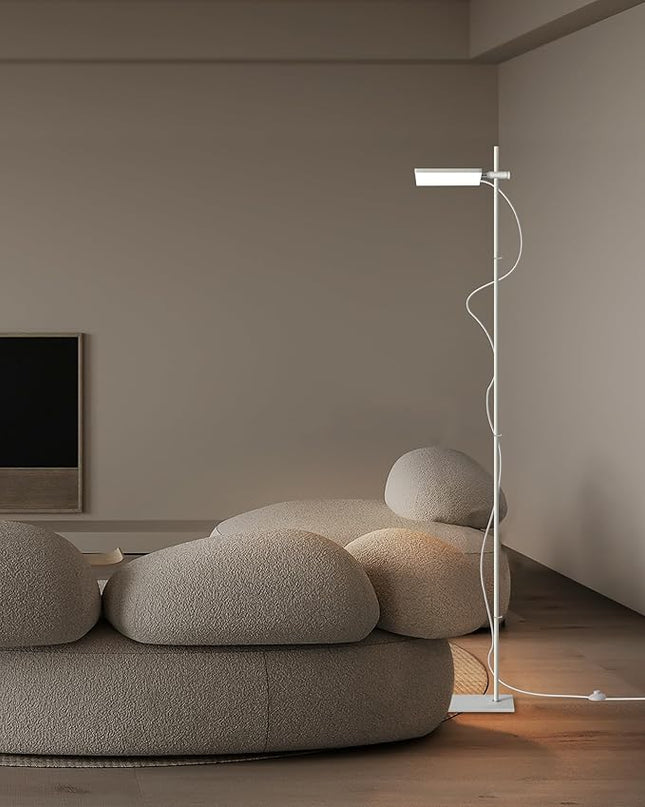 Modern Floor Lamp, 360 Degree Rotation Sky LED floor lamp Office Lighting, Bright LED Standing Pole Light, Tall lamps for Living Room,Bedroom,Reading,Study Room (White) - LeafyLoom