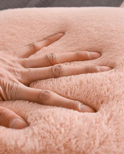 Aimuan Reading Pillow Bed Rest Pillow with Arms Rabbit Fur Back Pillow for Sitting up in Bed Adults Teens Incline Rest Sleeping Snoring with Pregnancy Lumbar Waist Support (Standard, Blush) - LeafyLoom