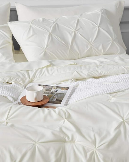 Bedsure Full Size Comforter Sets - Bedding Sets Full 7 Pieces, Bed in a Bag Ivory Bed Sets with Comforter, Sheets, Pillowcases & Shams, Adult & Kids Bedding - LeafyLoom