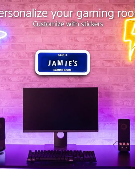 PlayStation Official Licensed Customizable LED Gaming Room Sign with Stickers, Gamer Gift Decor for Wall or Door by Paladone (Blue) - LeafyLoom