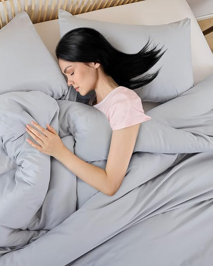 ROSGONIA Comforter Full Size for Girls Boys Teens Light Grey, 3pcs(1 Boho Grey Comforter & 2 Pillowcases) Lightweight Soft Dorm Bedding for All Season - LeafyLoom