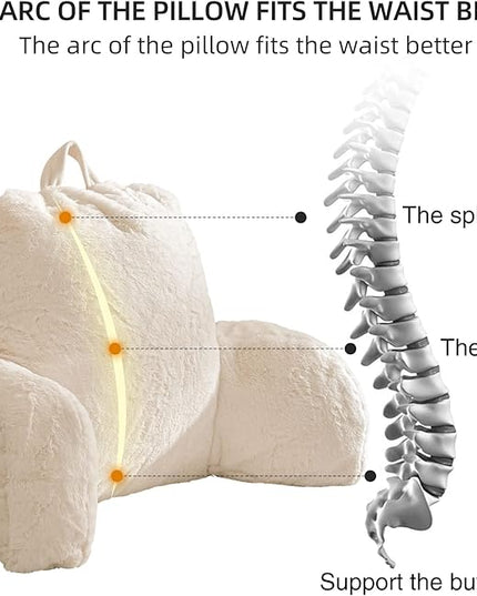 Aimuan Reading Pillow Bed Rest Wedge Large Adult Backrest Pillow with Arms Back Support for Sitting Up in Bed Cushion Incline Rest Sleeping Snoring Pillow, Ivory - LeafyLoom