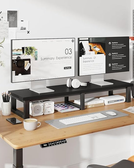 45" Large TV Riser for 32-60 inch TV, TV Riser Stand Shelf with Steel Legs, Tabletop TV Stand Riser for Home Office,Black - LeafyLoom