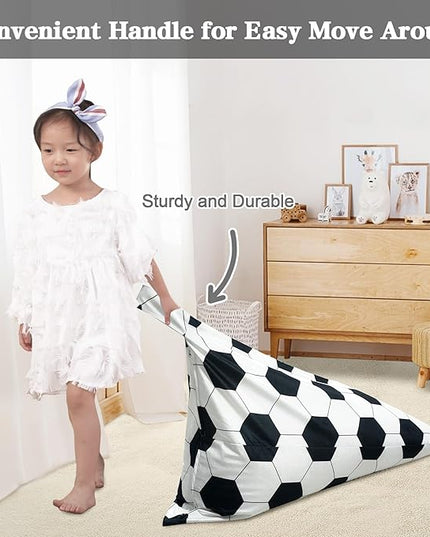 Jorbest Stuffed Animal Storage, Soccer Stuffed Animal Bean Bag Storage, Soccer Bean Bag Chair Cover for Kids, Luxury Velvet Stuffie Seat - Cover ONLY (200L/52 Gal) - LeafyLoom