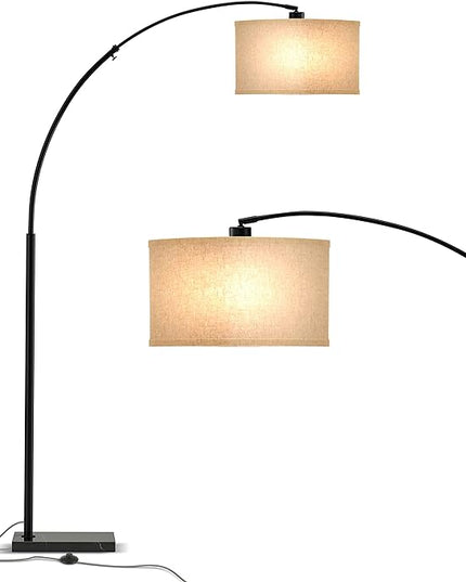 Brightech Logan Arc Floor Lamp, Bright Standing Lamp for Living Rooms, Offices & Bedrooms, Modern Living Room Décor, Tall Hanging Floor Lamp for Reading and More – Black - LeafyLoom