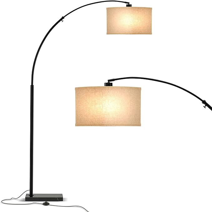Brightech Logan Arc Floor Lamp, Bright Standing Lamp for Living Rooms, Offices & Bedrooms, Modern Living Room Décor, Tall Hanging Floor Lamp for Reading and More – Black - LeafyLoom