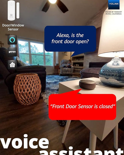 YoLink LoRa Smart Door Sensor Starter Kit: SpeakerHub Audio Hub & (3) Door Sensors - Up to 1/4 Mile Open-Air Range, Door Left-Open Reminders, up to 5 Year Battery Life, Alexa, IFTTT, Home Assistant YoLink