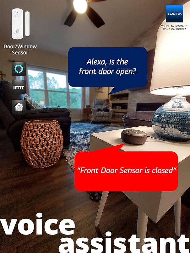 YoLink LoRa Smart Door Sensor Starter Kit: SpeakerHub Audio Hub & (3) Door Sensors - Up to 1/4 Mile Open-Air Range, Door Left-Open Reminders, up to 5 Year Battery Life, Alexa, IFTTT, Home Assistant YoLink