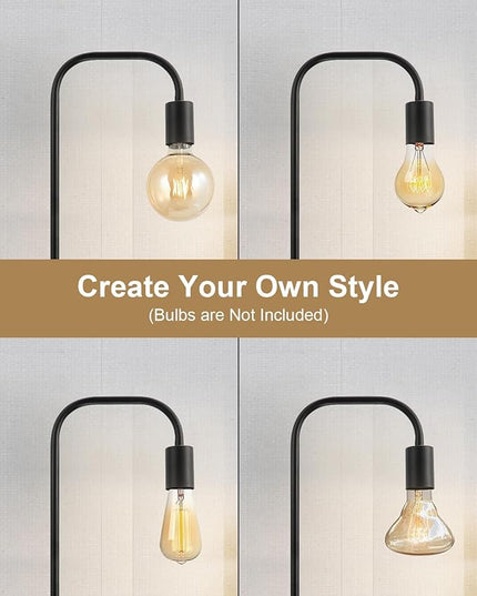 Oneach Black Floor Lamp 63.75" Industrial Floor Lamp, On/Off Footswitch,Modern Floor Lamp for Living Room Bedroom Reading Office Metal Minimalist Standing Lamp Tall Pole Lamps - LeafyLoom