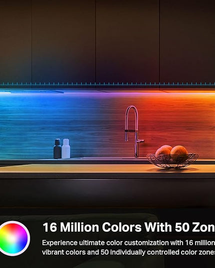 Kasa Smart LED Light Strip, 50 Color Zones RGBIC, 16.4ft Wi-Fi LED Strip Works w/ Alexa, Google Home & SmartThings, High Brightness, 16M Colors, PU Coating, Trimmable, 2 Yr Warranty (KL420L5) KasaSmartbyTP-Link