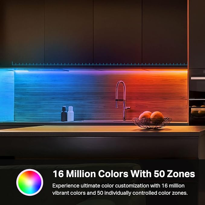 Kasa Smart LED Light Strip, 50 Color Zones RGBIC, 16.4ft Wi-Fi LED Strip Works w/ Alexa, Google Home & SmartThings, High Brightness, 16M Colors, PU Coating, Trimmable, 2 Yr Warranty (KL420L5) KasaSmartbyTP-Link