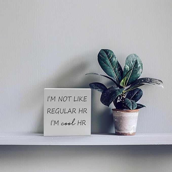 Funny Desk Decor Home Office Decor for Women I’m Not like Regular Hr I’m Cool Hr Human Resources Office Decor Wooden Signs Office Shelf Decor Desk Accessories Funny Office Gifts Funny Signs (5x5inch) - LeafyLoom