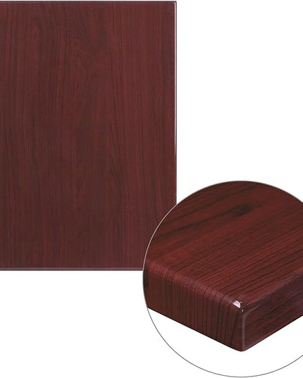 Flash Furniture Glenbrook 24" x 30" Rectangular High-Gloss Mahogany Resin Table Top with 2" Thick Edge - LeafyLoom