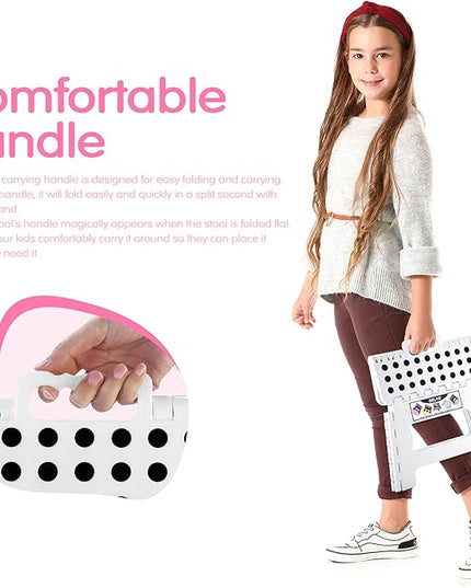 Delxo 9” Folding Step Stool in White,1 Pack Premium Heavy Duty Foldable Stool for Kids,Portable Collapsible Plastic Step Stool,Non Slip Folding Stools for Kitchen Bathroom Bedroom - LeafyLoom