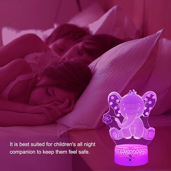 easuntec Elephant Gifts Elephant Lamp with Remote & Smart Touch 7 Colors + 16 Colors Changing Elephant Gifts for Women 4 5 6 7 8 Year Old Girl Gifts (Epht16WT) - LeafyLoom