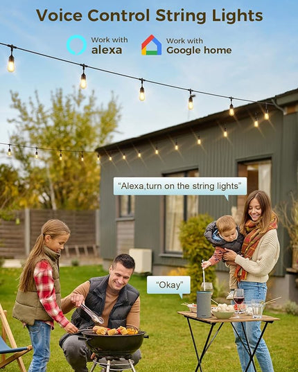 XMCOSY+ Smart Outdoor String Lights, 72.5 Ft Patio Lights with 22 Edison Shatterproof Bulbs, APP & WiFi Control Dimmable Outdoor Light, Work with Alexa, IP65 Waterproof LED String Light for Outside XMcosy