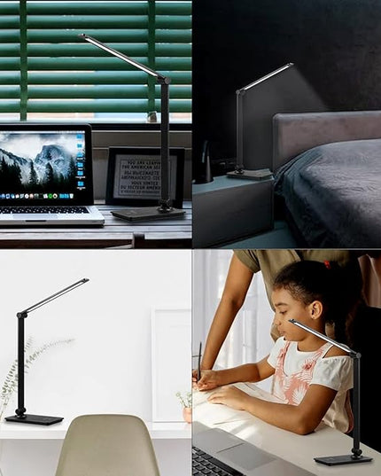 Eye-Caring Table Lamp with 3 Brightness Levels - 7W, 6000K, Black - Illuminate Your Workspace with Our Adjustable LED Desk Lamp - Perfect for Work, Study, and Reading - Adapter Included - LeafyLoom