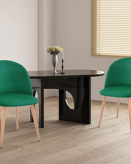 CangLong Mid Century Modern Kitchen Velvet Upholstered Accent Leisure Chairs,Set of 2, Green 1 - LeafyLoom