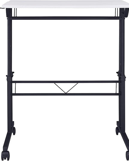 NicBex Laik-DW-00049-DX Desks, 35.25" W x 25" D x 28" H, White+Black - LeafyLoom