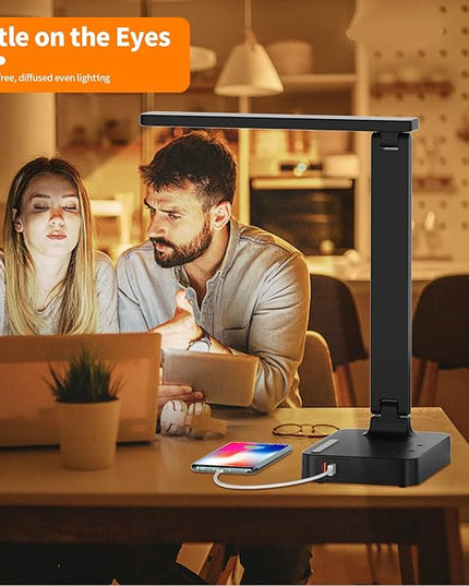 cozoo LED Desk Lamp,3 Lighting Modes Dimmable Table Lamp,Touch Control Table Desk Lamp with USB Charging Port,Auto Timer, for College Dorm, Home, Office,Study Lamp Desk Light(Black) - LeafyLoom