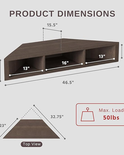 24/7 Shop at Home French 47 inch Modern TV Stand with Storage, Floating Corner Shelf for Wall, Wood Entertainment Center with Shelves for Living Room, Bedroom, Family, OneSize, Walnut Brown - LeafyLoom