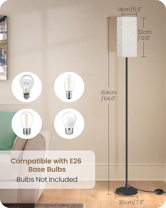 Floor Lamp, Pole Lamp with Foot Switch, Modern Standing Lamp Lampshade, Minimalist Freestanding Lamp (Bulb Not Included), for Living Room, Bedroom Office FCC Listed, Black and Beige E07LD05 - LeafyLoom