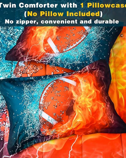 Andency Football Comforter Set Twin(66x90 Inch), 2 Pieces(1 Football Comforter, 1 Pillowcase) Sport Microfiber Comforter Set Bedding Set for Kids Boys Teens - LeafyLoom