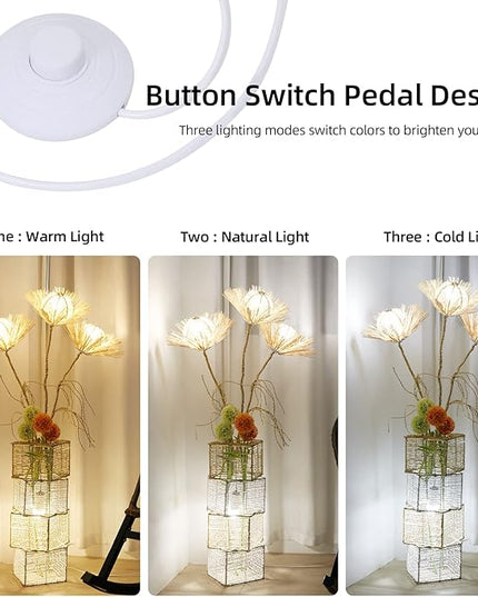 Modern Decorative Rattan Floor Lamp: Pastoral Hand-Woven Flower Night Light - Creative Standing Smart Corner Lamp for Reading Living Room Bedroom Tea Room Club Office Sofa Side - LeafyLoom