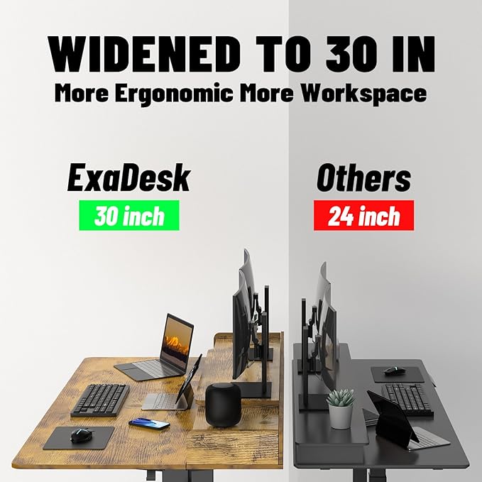 63×30 Inch Electric Standing Desk with 2 Drawers, Adjustable Height Widened Stand Up Desk with Storage Shelf, Sit to Stand Ergonomic Workstation for Home Office - LeafyLoom