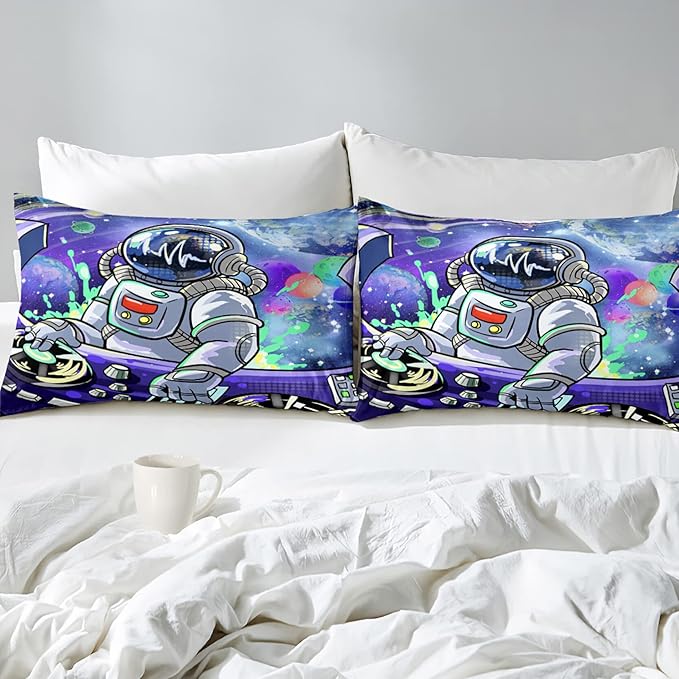 Kids Comforter Sets Boys, Outer Space Astronaut Comforter Sets for Boys Girls Kids Teens Galaxy Space Themed Bedroom Decor All Season, 1 Comforter 2 Pillowcases - LeafyLoom