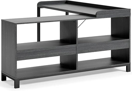 Signature Design by Ashley Yarlow Industrial Home Office L-Shaped Desk with Cube Storage, Black - LeafyLoom