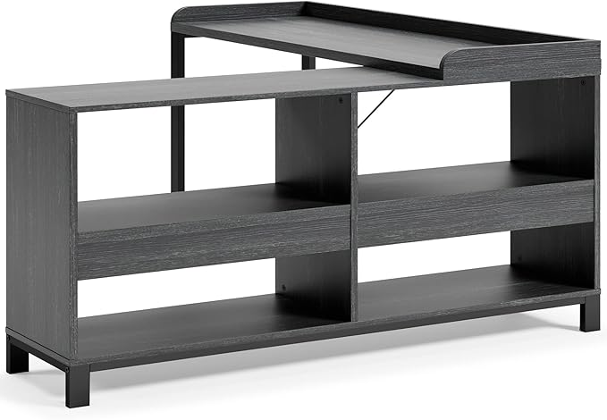 Signature Design by Ashley Yarlow Industrial Home Office L-Shaped Desk with Cube Storage, Black - LeafyLoom