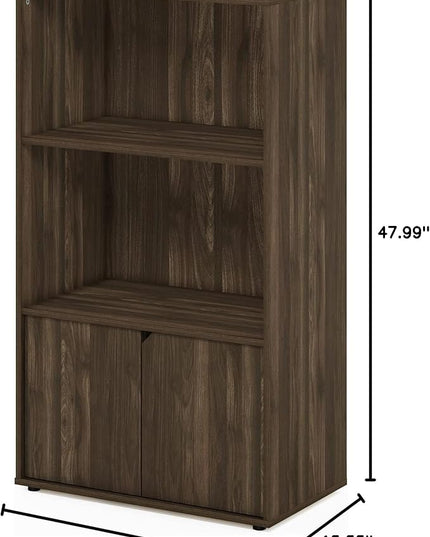 Furinno Jaya Kitchen Storage Shelf with Cabinet, Columbia Walnut - LeafyLoom