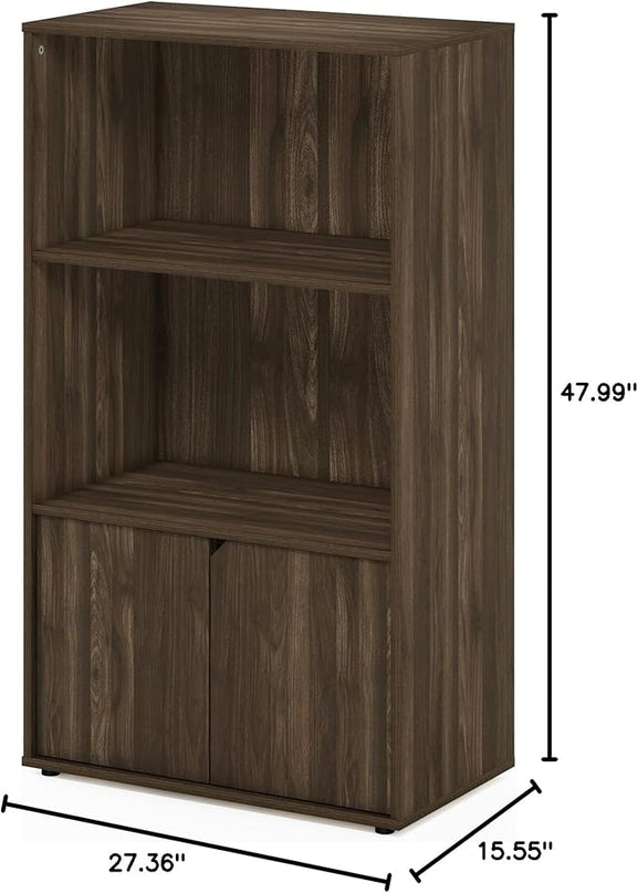Furinno Jaya Kitchen Storage Shelf with Cabinet, Columbia Walnut - LeafyLoom