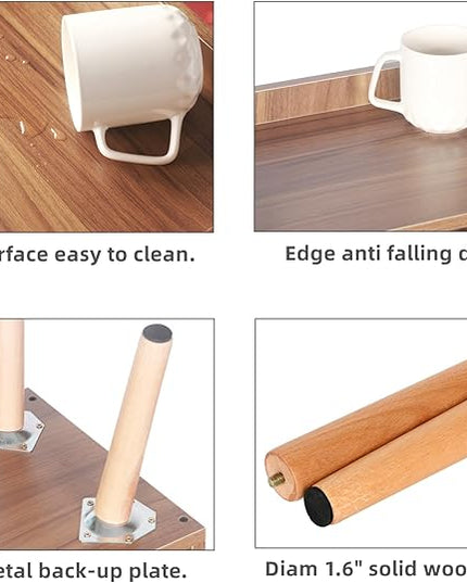 LUCKNOCK NightStand with Fabric Drawer, Bedside Table with Solid Wood Legs, Minimalist and Practical End Side Table with Open Storage Shelf for Bedroom,Walnut. - LeafyLoom