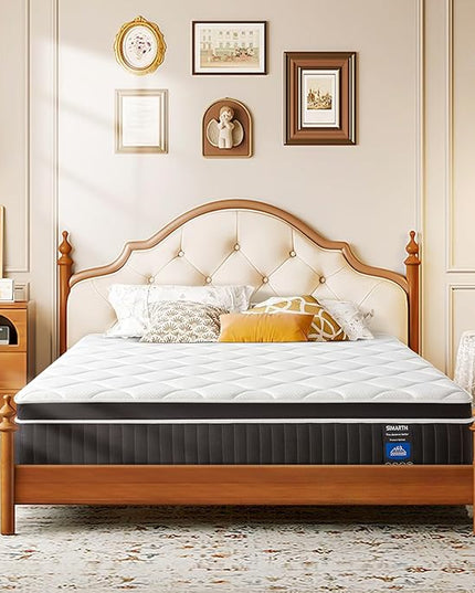 Queen Mattress 14 Inch, Queen Size Hybrid Mattresses in a Box, Memory Foam Queen Mattress Made of Individually Pocketed Springs for Support and Pressure Relief, Medium Firm - LeafyLoom