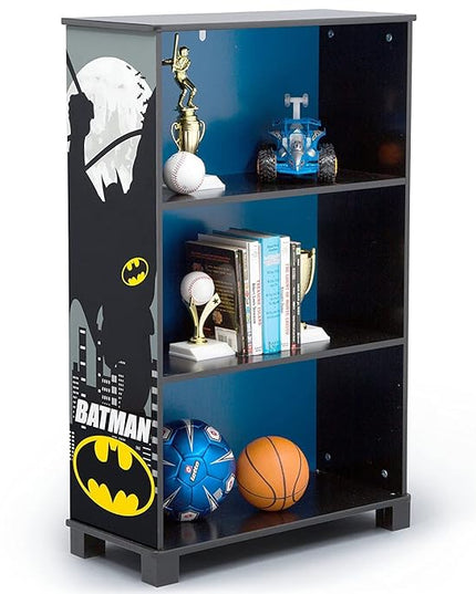 Delta Children Deluxe 3-Shelf Bookcase - Ideal for Books, Homeschooling & More, DC Comics Batman - Greenguard Gold Certified, Decor - LeafyLoom