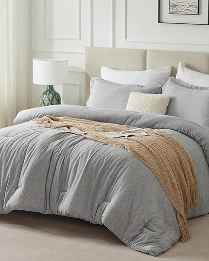 CozyLux Twin/Twin XL Comforter Set Dorm Bedding - 2 Pieces Greyish Green Twin Extra Long Soft Luxury Cationic Dyeing Comforter for College, Breathable Boho Bed Sets with 1 Comforter and 1 Pillow Sham - LeafyLoom